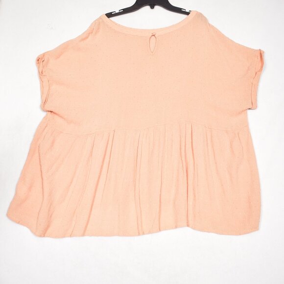 Cotton Bleu Peasant Top Size 3X Peach Short Sleeve Rayon - Picture 3 of 5